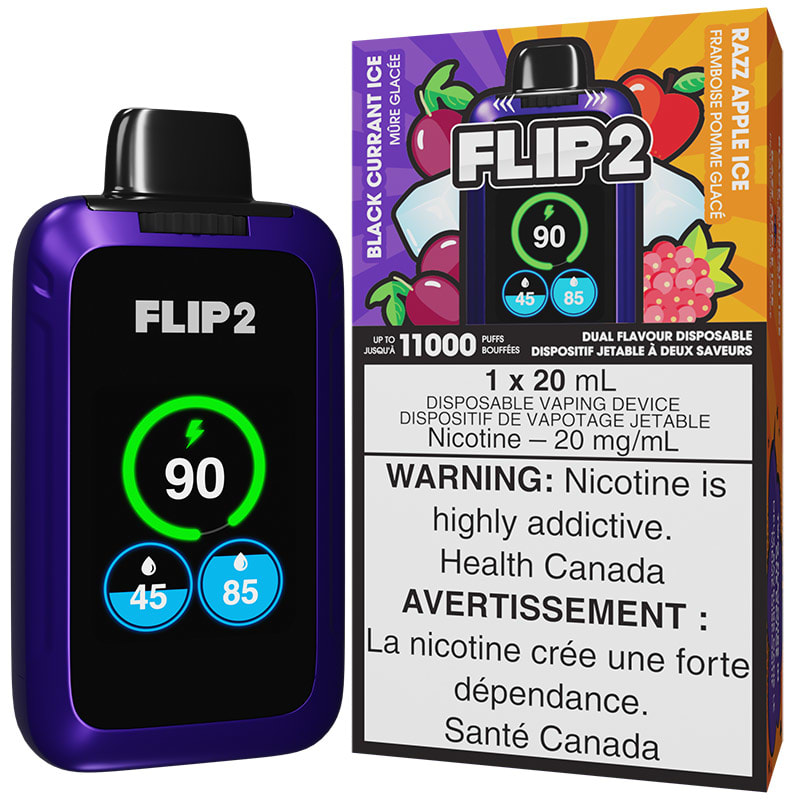 Flip 2 Disposable Vape: Black Currant Ice & Razz Apple Ice (1pk)