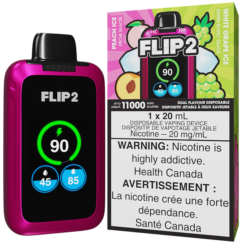 Flip 2 Disposable Vape: Peach Ice & White Grape Ice (1pk)