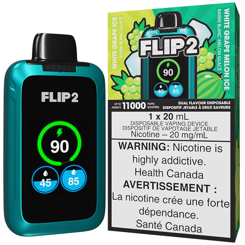 Flip 2 Disposable Vape: White Grape Ice & White Grape Melon Ice (1pk)