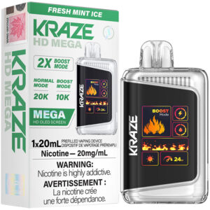 Kraze HD Mega 20K Disposable Vape: Fresh Mint Ice (20mL)