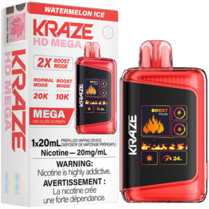Kraze HD Mega 20K Disposable Vape: Watermelon Ice (20mL)