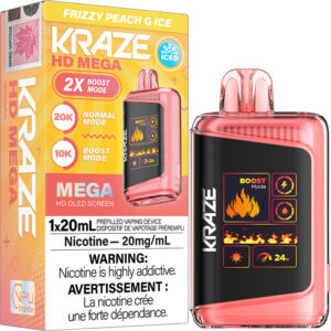 Kraze HD Mega 20K Disposable Vape: Frizzy Peach G Ice (20mL)