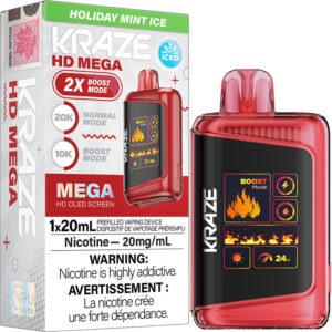 Kraze HD Mega 20K Disposable Vape: Holiday Mint Ice (20mL)