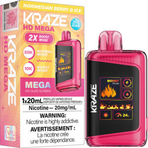 Kraze HD Mega 20K Disposable Vape: Norwegian Berry G Ice (20mL)