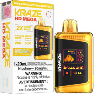 Kraze HD Mega 20K Disposable Vape: Pineapple Apple Mango Ice (20mL)