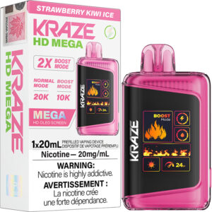 Kraze HD Mega 20K Disposable Vape: Strawberry Kiwi Ice (20mL)