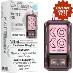 NVZN x Uwell Caliburn Bar S18000 Disposable Vape: White G Ice (18mL)