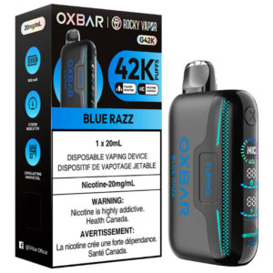 Oxbar x Rocky Vapor G42K Disposable Vape: Blue Razz (20mL)