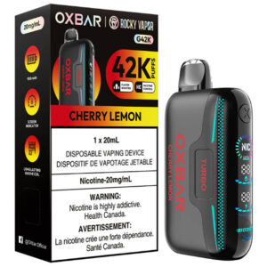 Oxbar x Rocky Vapor G42K Disposable Vape: Cherry Lemon (20mL)