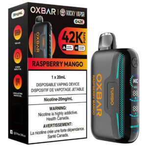 Oxbar x Rocky Vapor G42K Disposable Vape: Raspberry Mango (20mL)