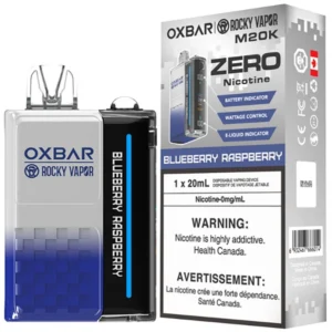 Oxbar x Rocky Vapor M20K Disposable Vape: Blueberry Raspberry (20mL / Nicotine Free)