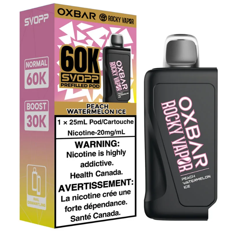 Oxbar x Rocky Vapor SVOPP 60K Pod: Peach Watermelon Ice (25mL)